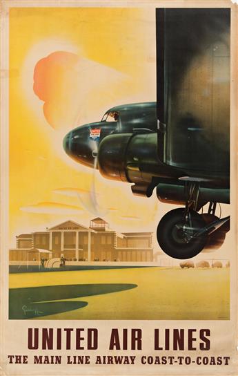 Arthur C. Radebaugh (1906-1974).  UNITED AIR LINES / THE MAIN LINE AIRWAY COAST - TO - COAST. Circa 1938.